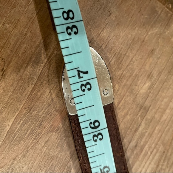 Onyx by Brighton leather belt silver embossed Western Boho Southwestern Aztec 34 - Picture 8 of 9